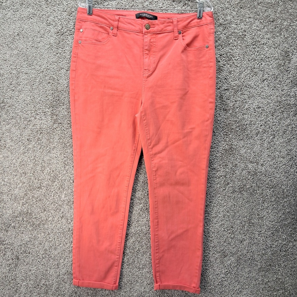 Liverpool Cami Crop Coral Pink High Rise Jeans Womens‎ 12/31 LM2074QY